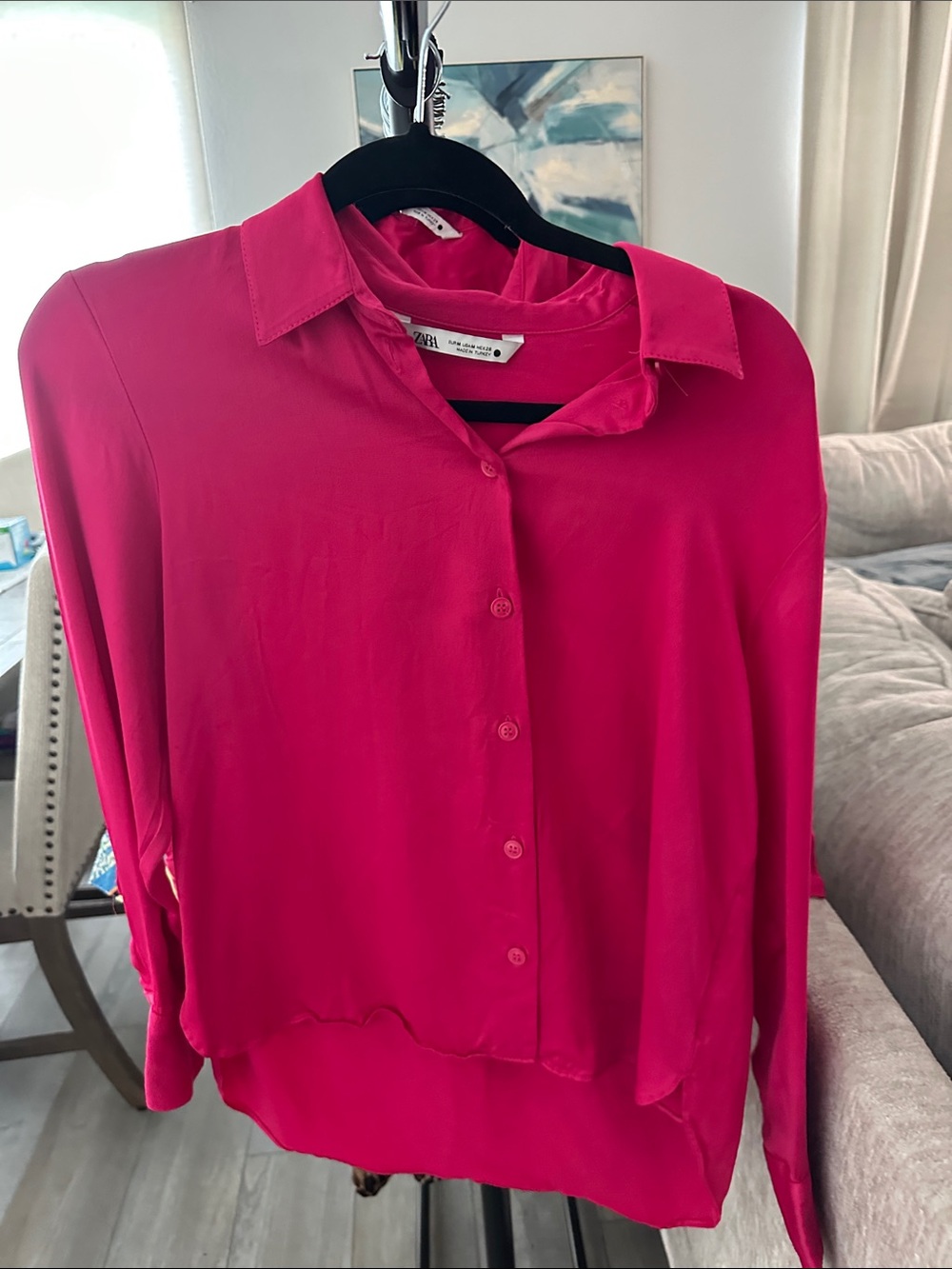 Zara Hot Pink Button-Down Shirt